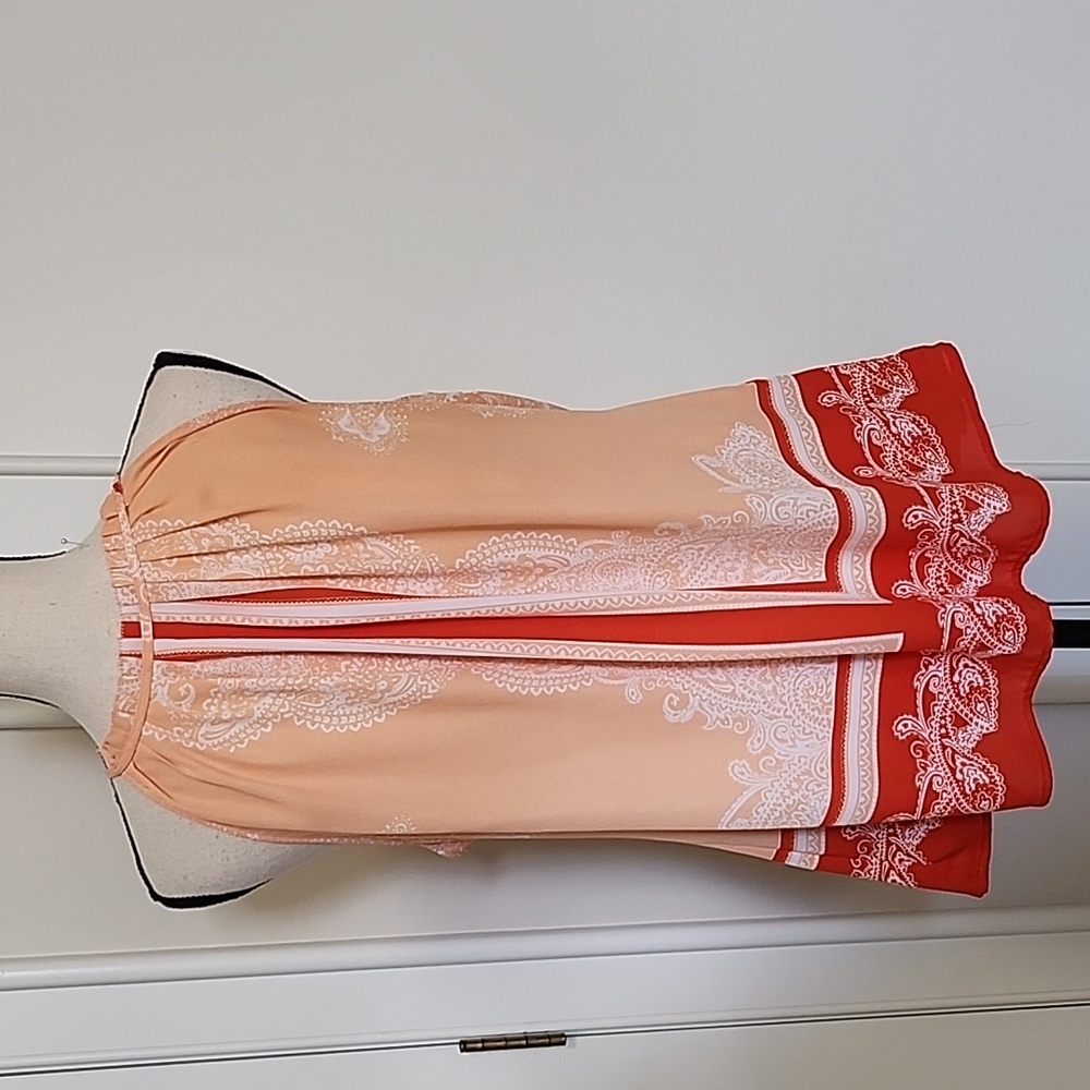 New York & Company Peach and Red Halter Blouse - Picture 4 of 4